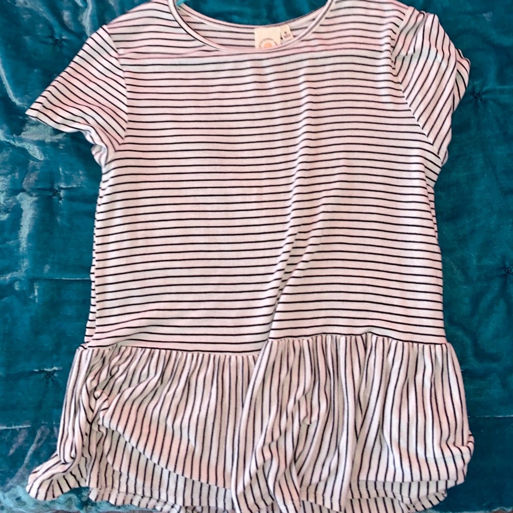 black and white striped top